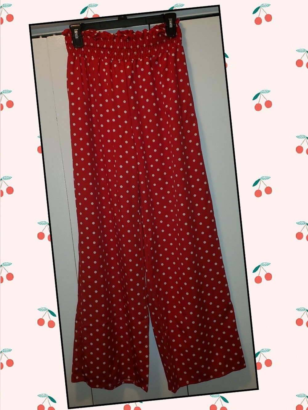 Red Polka Dot Wide-Leg Women's Pants